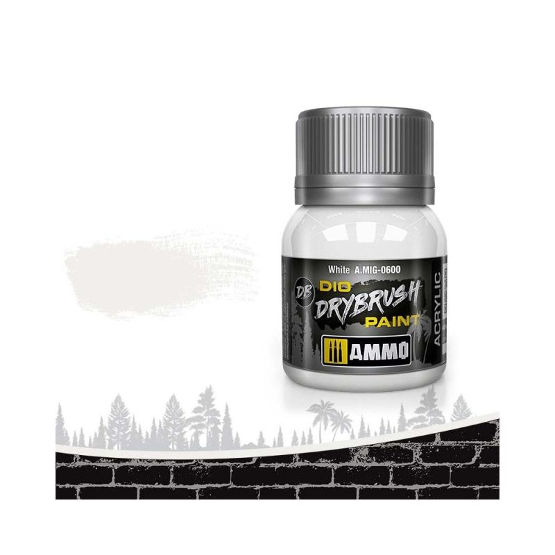 40ml White Dio Dry Brush Paint Ammo A.MIG-0600