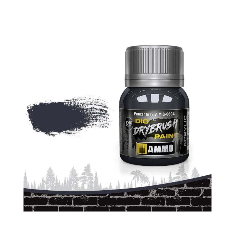 40ml Panzer Grey Dio Dry Brush Paint Ammo A.MIG-0604