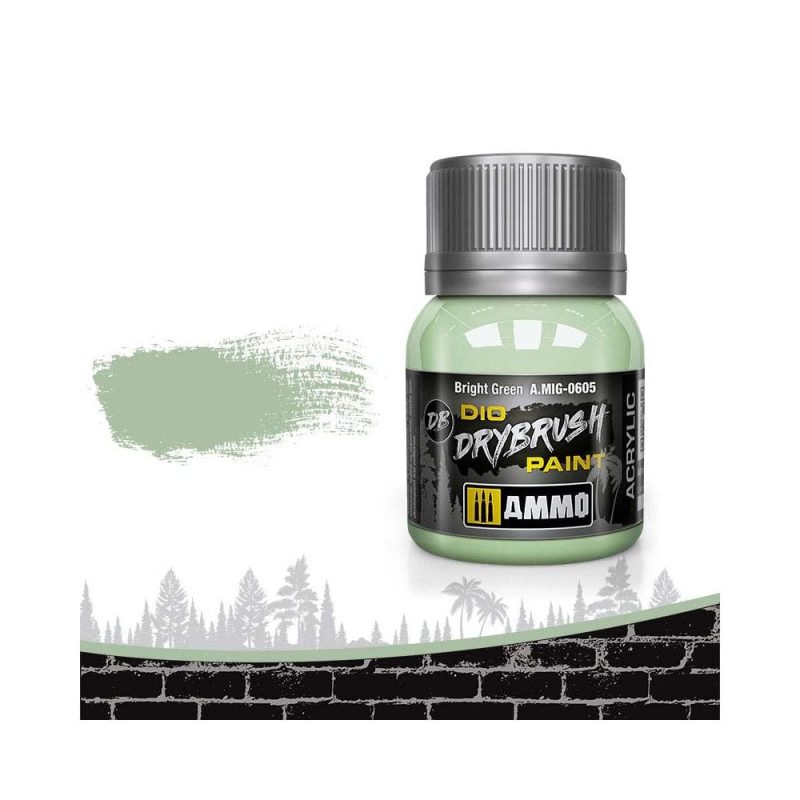 40ml Bright Green Dio Dry Brush Paint Ammo A.MIG-0605