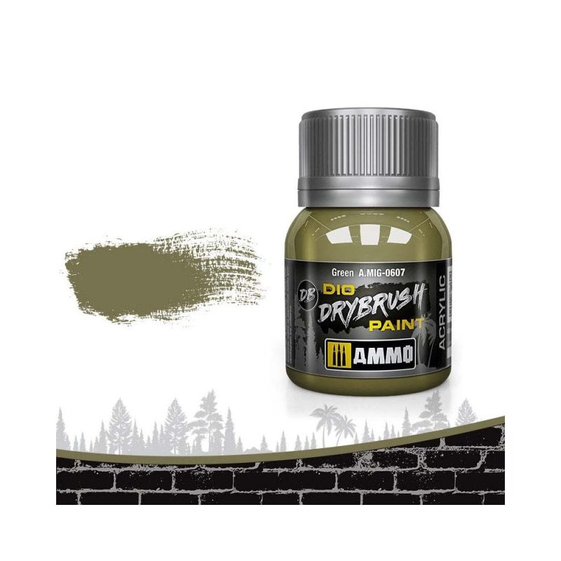 40ml Green Dio Dry Brush Paint Ammo A.MIG-0607