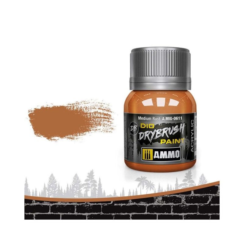 40ml Medium Rust Dio Dry Brush Paint Ammo A.MIG-0611