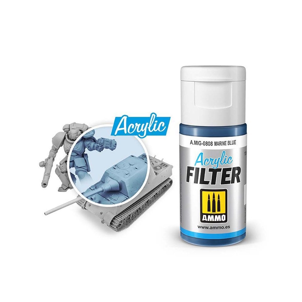 ACRYLIC FILTER Marine Blue Ammo A.MIG-0808 ACRYLIC FILTER Marine Blue Ammo A.MIG-0808
