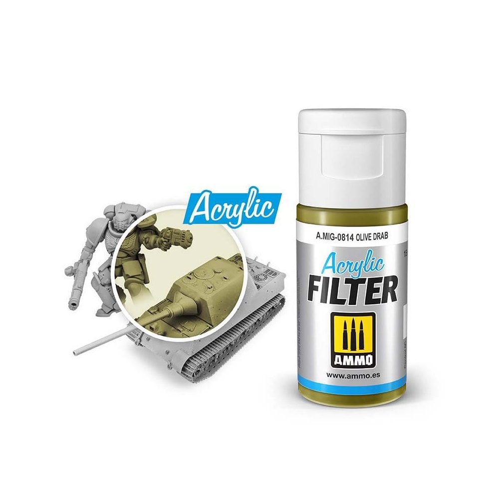 ACRYLIC FILTER Olive Drab Ammo A.MIG-0814 ACRYLIC FILTER Olive Drab Ammo A.MIG-0814