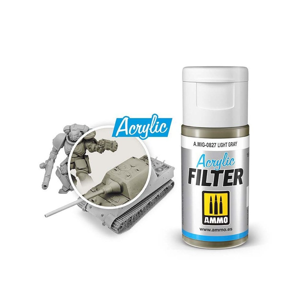 ACRYLIC FILTER Light Gray Ammo A.MIG-0827 ACRYLIC FILTER Light Gray Ammo A.MIG-0827