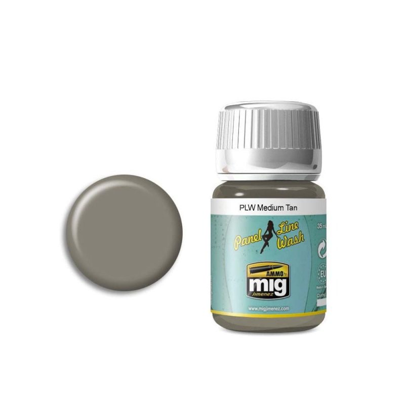 35ml Medium Tan Panel Line Wash Ammo A.MIG-1606