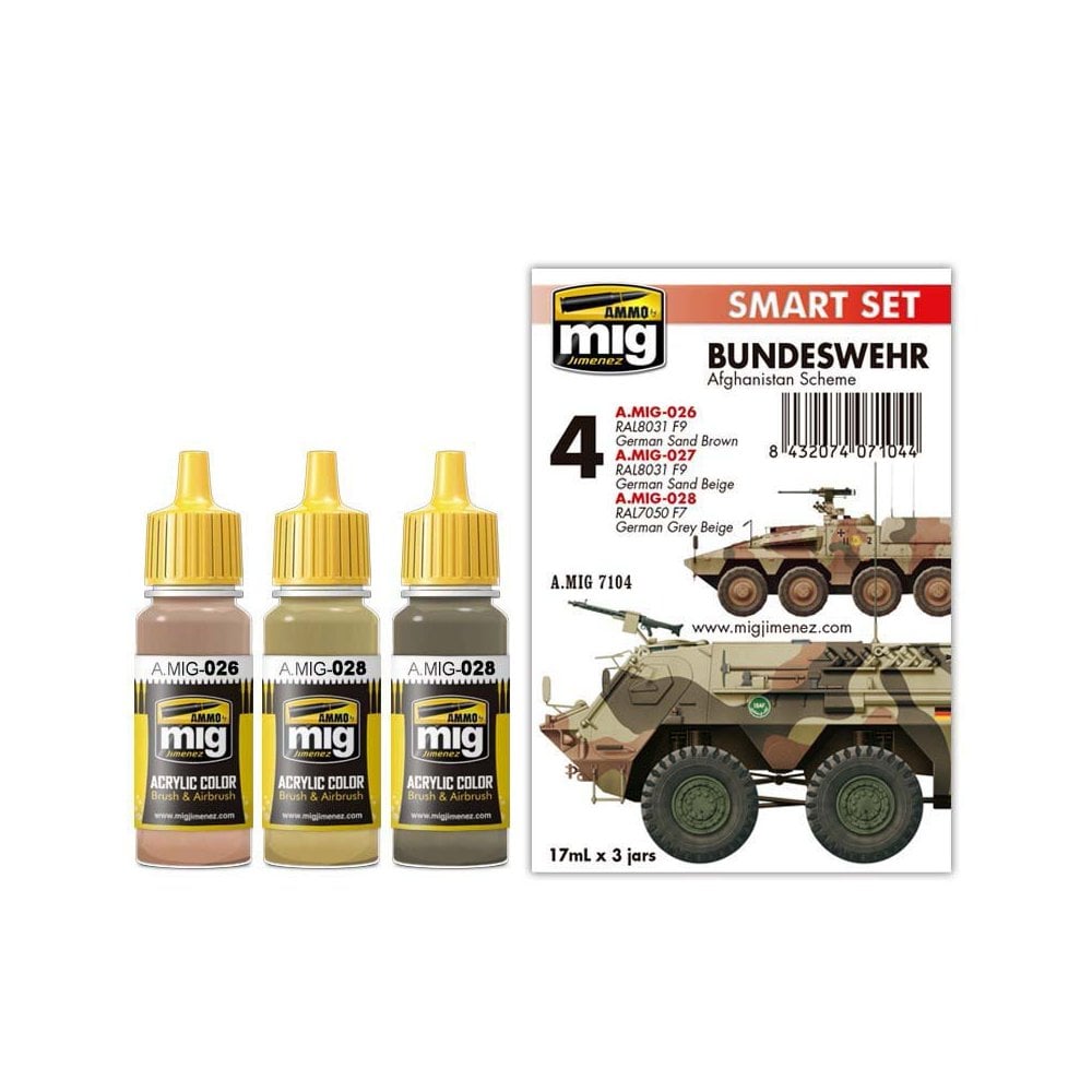 MIG Peinture 7104 Set De Départ Bundeswehr Afghanistan Scheme 3 X 17ml 8432074071044