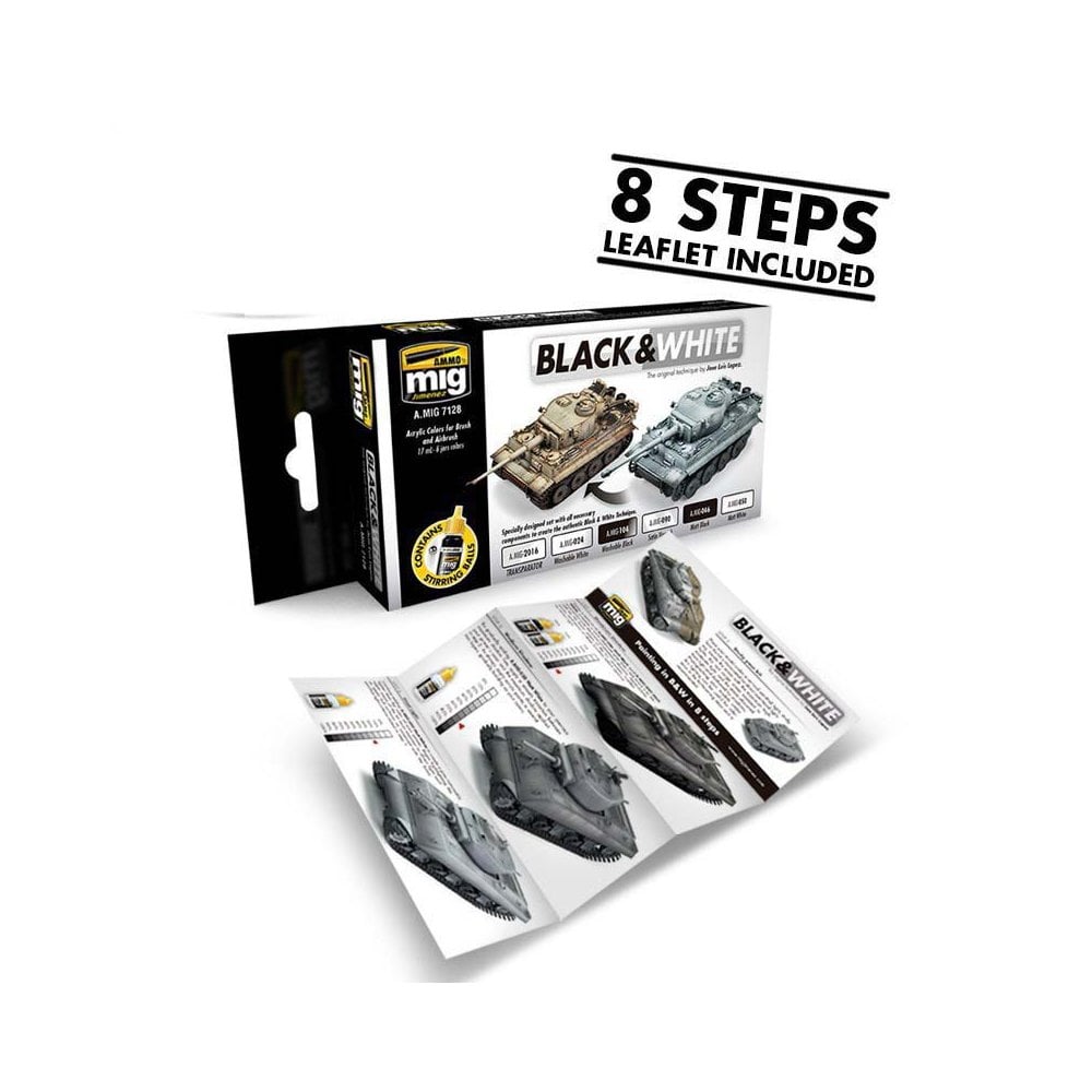 Black & White Technique Set Ammo A.MIG-7128 Black & White Technique Set Ammo A.MIG-7128