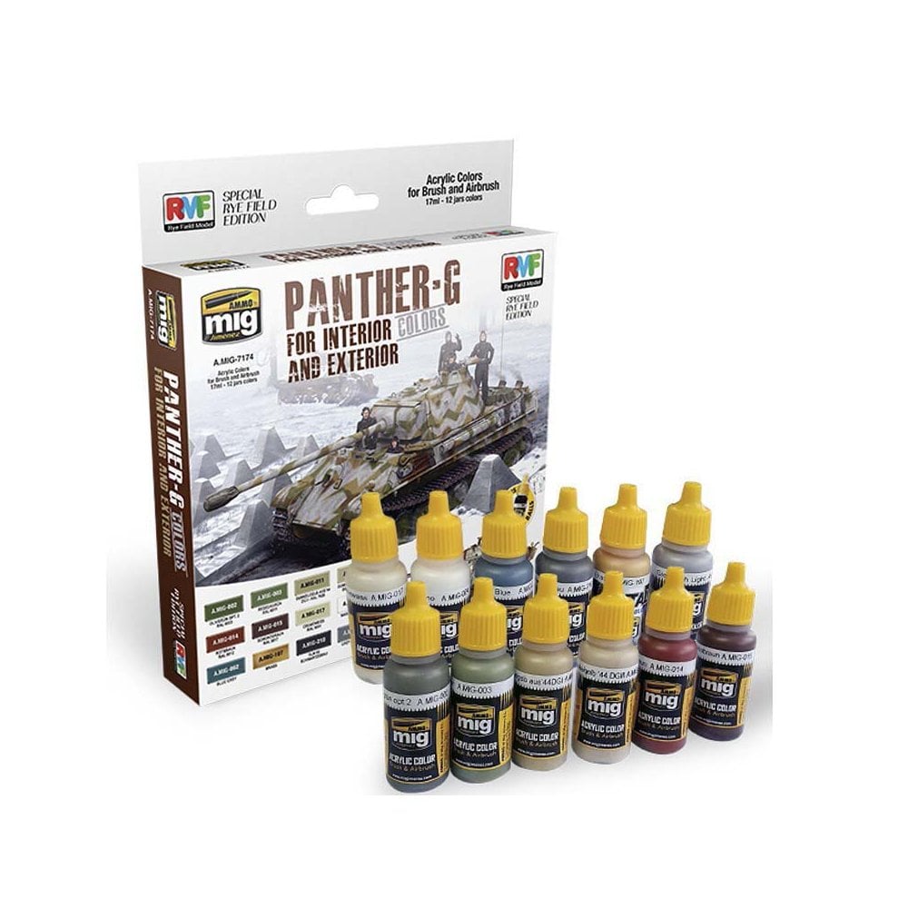 Panther G Colors For Interior And Exterior Set Ammo A.MIG-7174 Panther G Colors For Interior And Exterior Set Ammo A.MIG-7174