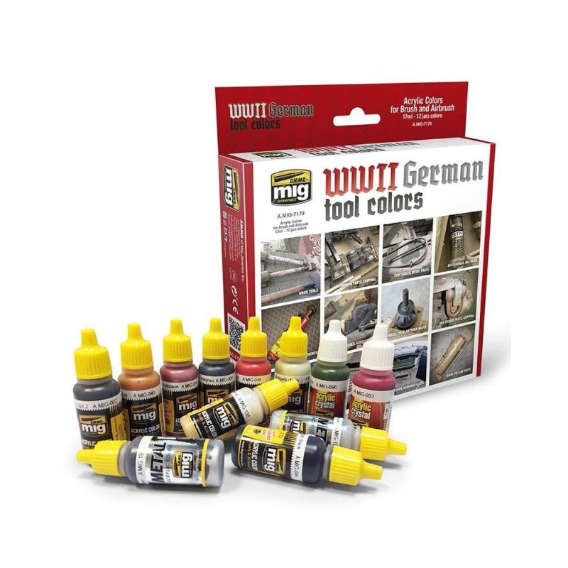 12x Wwii German Tool Colors Set Ammo A.MIG-7179