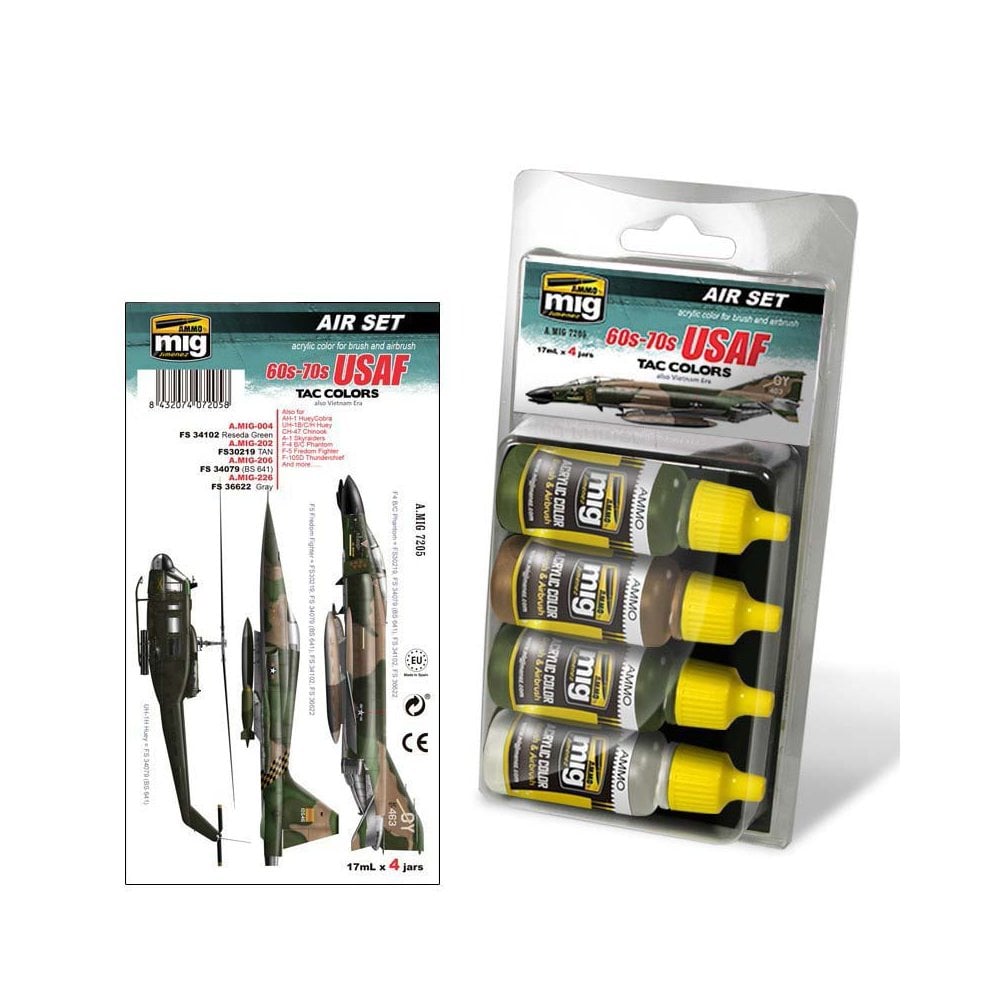 60S-70S USAF TAC Colors Set (Vietnam Era) Ammo A.MIG-7205 60S-70S USAF TAC Colors Set (Vietnam Era) Ammo A.MIG-7205