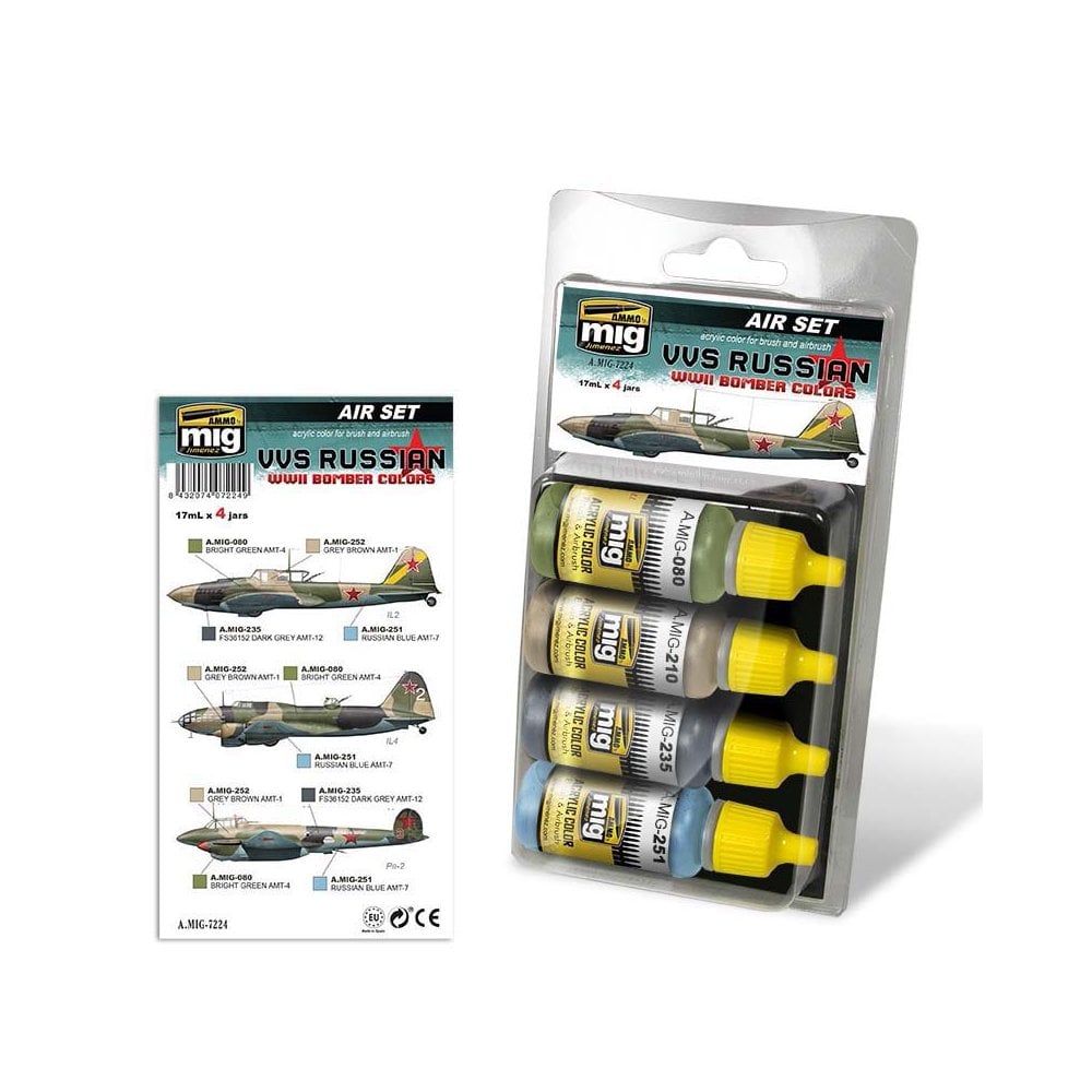 VVS Russian Wwii Bomber Colors Set Ammo A.MIG-7224 VVS Russian Wwii Bomber Colors Set Ammo A.MIG-7224