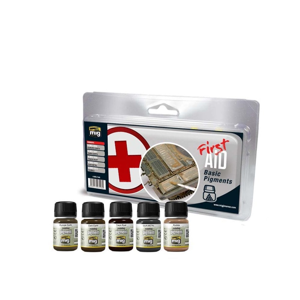 First Aid Basic Pigments Set Ammo A.MIG-7448 First Aid Basic Pigments Set Ammo A.MIG-7448