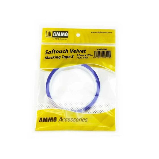 Softouch Velvet Masking Tape #3 (10mm x 25m) Ammo A.MIG-8242 Softouch Velvet Masking Tape #3 (10mm x 25m) Ammo A.MIG-8242