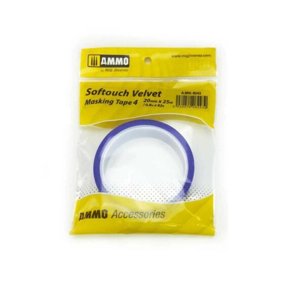 Softouch Velvet Masking Tape #4 (20mm x 25m) Ammo A.MIG-8243 Softouch Velvet Masking Tape #4 (20mm x 25m) Ammo A.MIG-8243