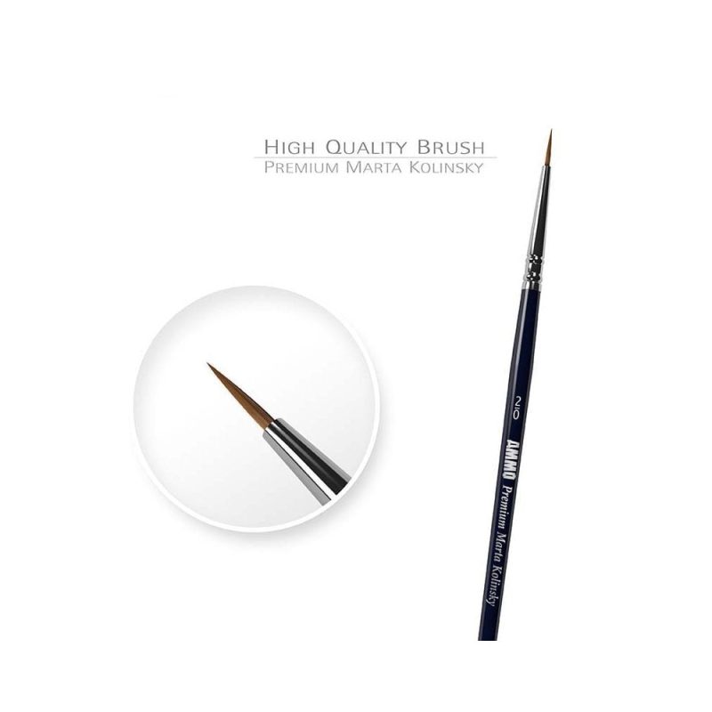 Size 2/0 Premium Marta Kolinsky Round Brush Ammo A.MIG-8601