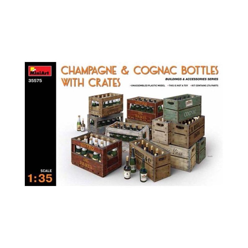 Miniart Champagne & Cognac Bottles with Crates (1/35) 35575