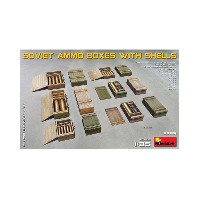 Miniart Soviet Ammo Boxes with Shells (1/35) 35261