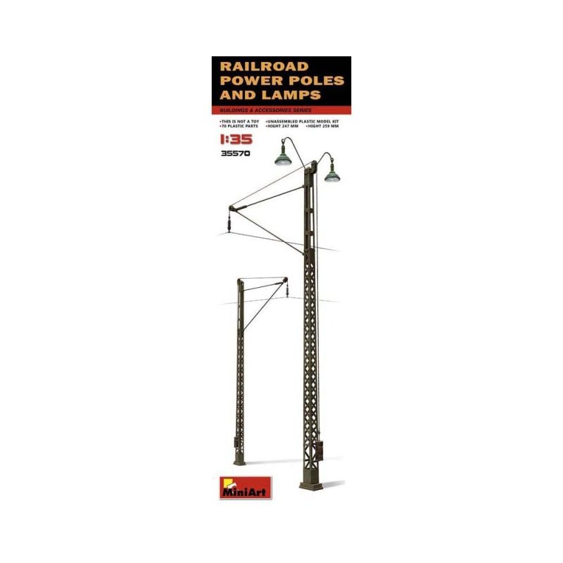 Miniart Railroad Power Poles & Lamps (1/35) 35570