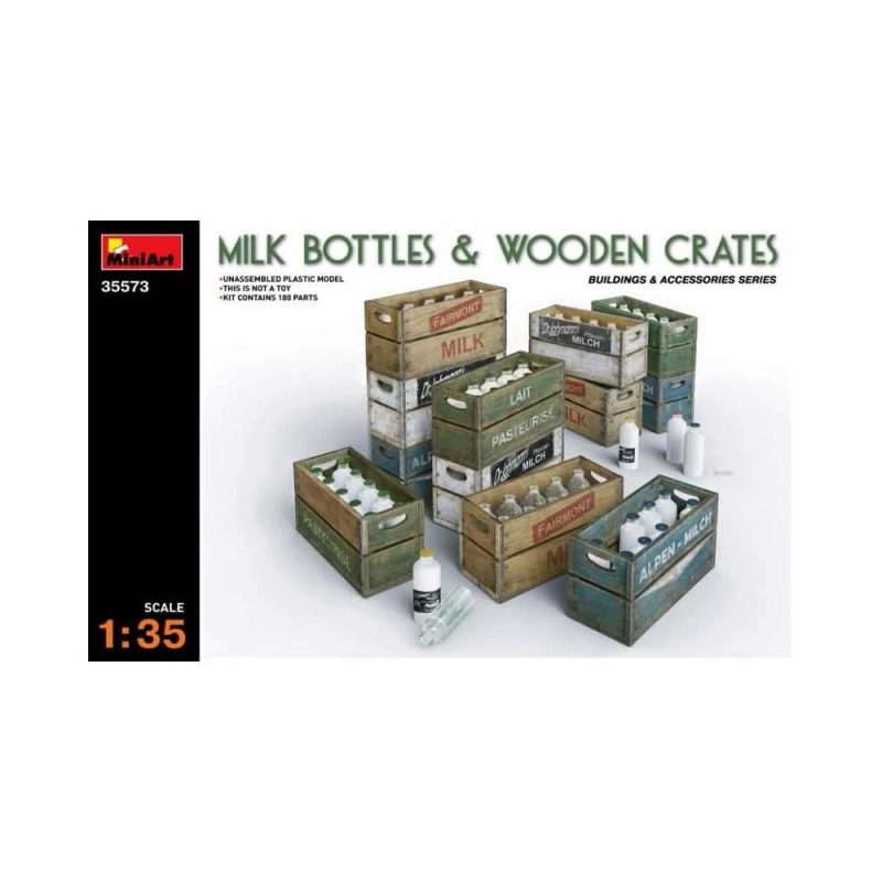 Miniart Milk Bottles & Wooden Crates (1/35) 35573