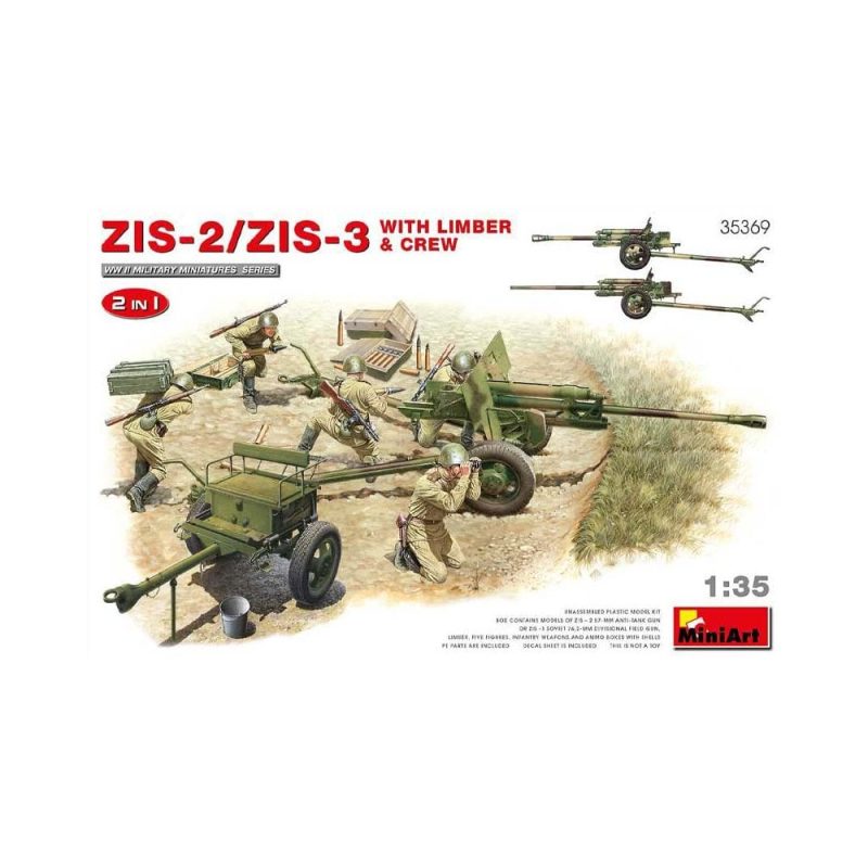 Miniart ZIS-2 / ZIS-3 w/ Limber and Crew (2 in 1) (1/35) 35369