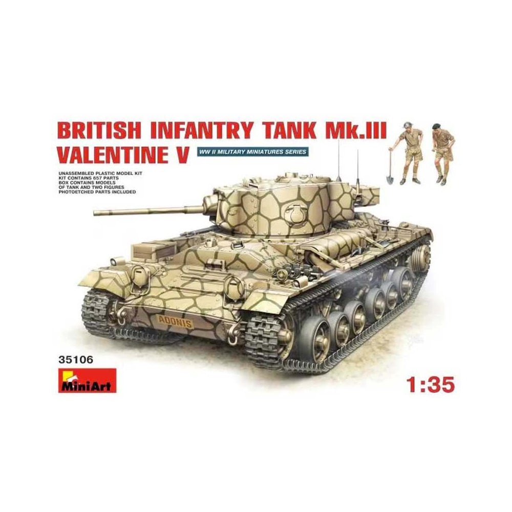 5 Miniart 1:35 Kit MIN35106 British Infantry Tank Mk.3 Valentine Mk 