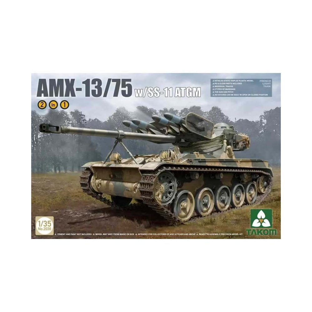 1/35 AMX-13/75 French Light Tank with SS-11 ATGM 2 in 1 Takom 02038 1/35 AMX-13/75 French Light Tank with SS-11 ATGM 2 in 1 Takom 02038