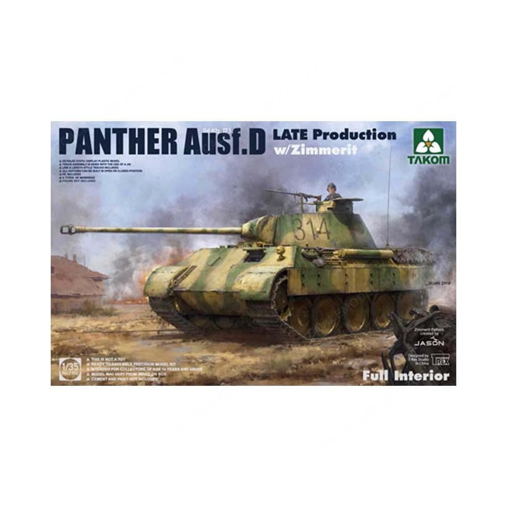 1/35 SdKfz 171 Panther Ausf D Late w/ Zimmerit & full interior Takom 02104 1/35 SdKfz 171 Panther Ausf D Late w/ Zimmerit & full interior Takom 02104