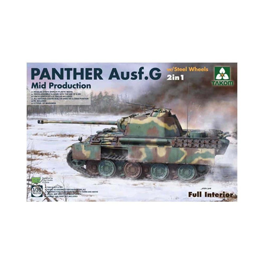 1/35 Panther Ausf G Mid w/ Steel Wheels 2 in 1 Takom 02120 1/35 Panther Ausf G Mid w/ Steel Wheels 2 in 1 Takom 02120