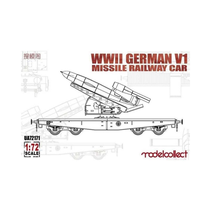 1/72 WWII Germany V1 Missile Railway Car Model Collect UA72171