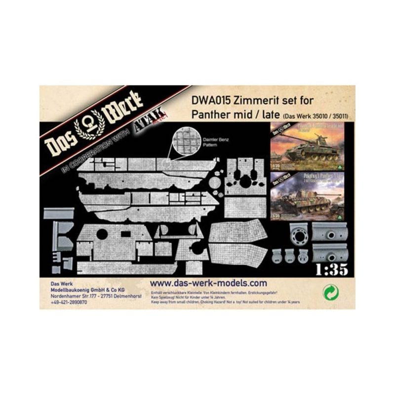 1/35 Zimmerit Set for Panther Mid / Late (DW35010 / DW35011) Das Werk DWA015 1/35 Zimmerit Set for Panther Mid / Late (DW35010 / DW35011) Das Werk DWA015