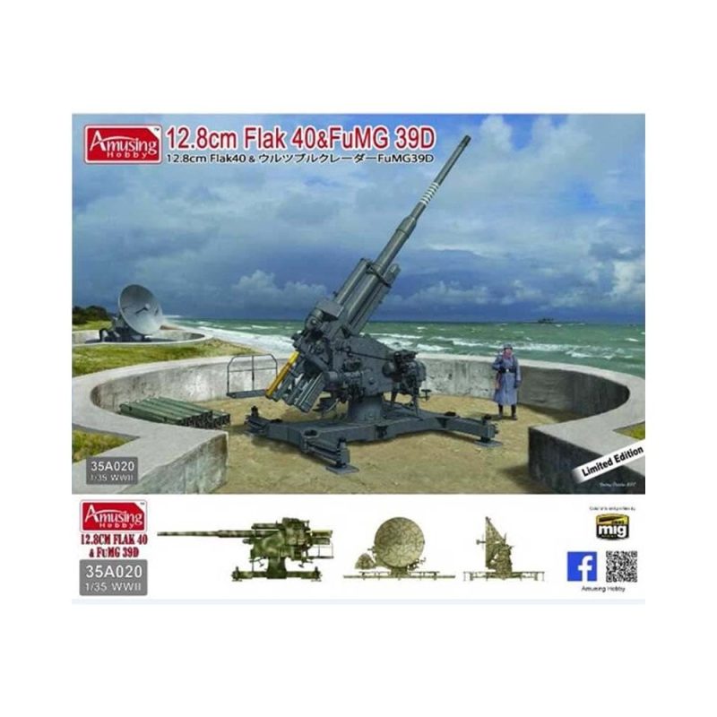 1/35 12.8cm Flak 40&FuMG 39D 128mm Gun and Radar Amusing Hobby 35A020