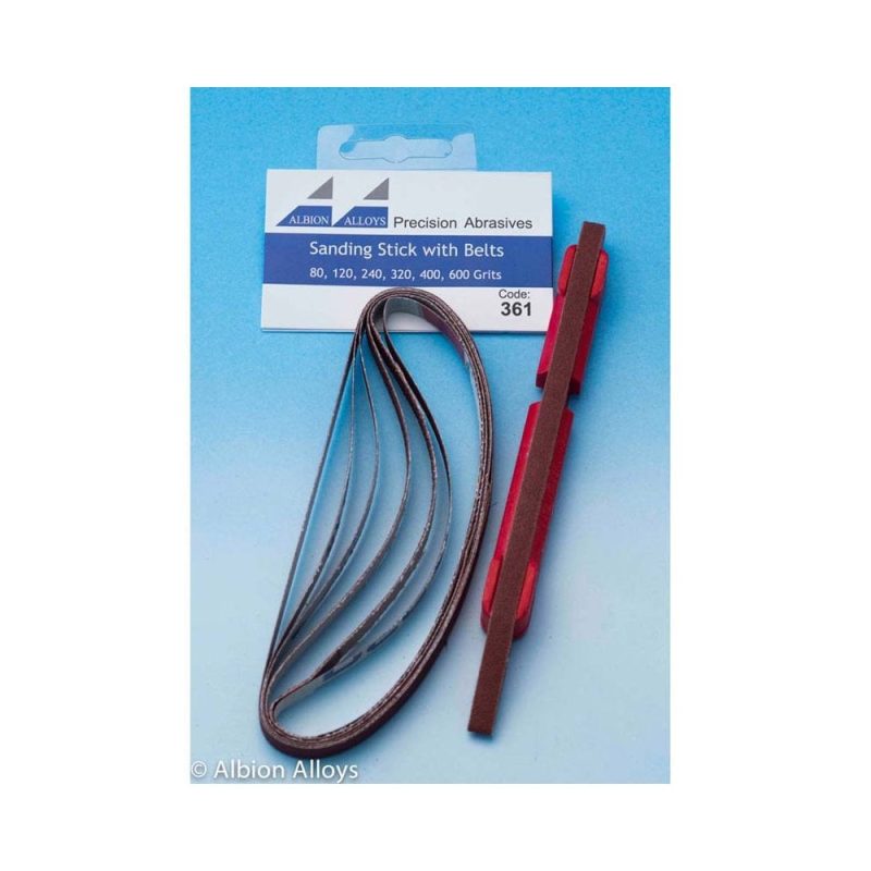 Albion Alloys Sanding Stick Multi Angle Tool and 6 Assorted Belts 361