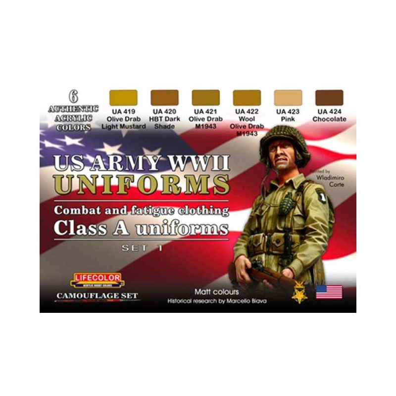 LifeColor USA WWII Army Uniforms Paint Set CS-17