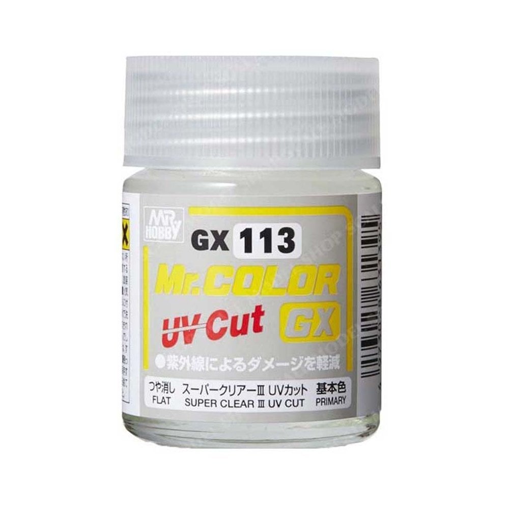 Mr Clear Color GX - Super Clear III UV Cut Flat Lacquer (18ml) GX-113 Mr Clear Color GX - Super Clear III UV Cut Flat Lacquer (18ml) GX-113
