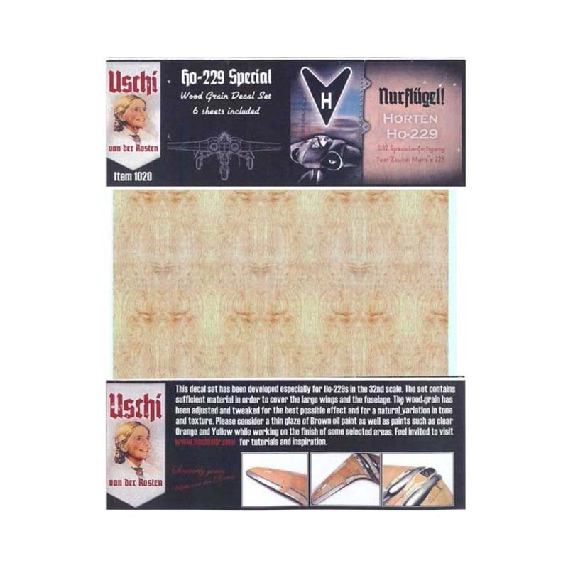1/32 Zukei Mura Ho-229 Woodgrain Decal Set Uschi van der Rosten 1020 1/32 Zukei Mura Ho-229 Woodgrain Decal Set Uschi van der Rosten 1020