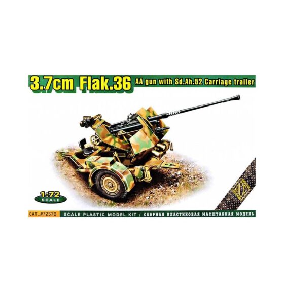 1/72 Flak.36 3.7cm. AA gun with Sd.Ah.52 Carriage Trailer ACE Models 72570 1/72 Flak.36 3.7cm. AA gun with Sd.Ah.52 Carriage Trailer ACE Models 72570