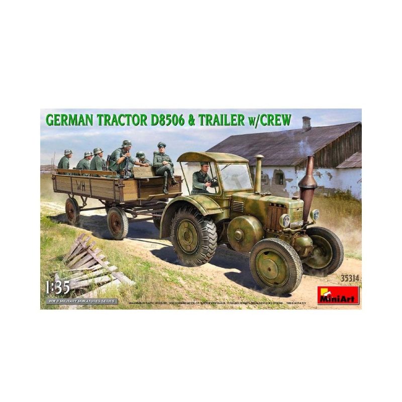 Miniart German Tractor D8506 with Trailer & Crew (1/35) 35314