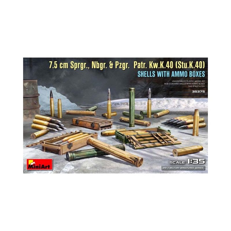 Miniart 7.5 cm Sprgr Nbgr.Pzgr.Patr.Kw.K.40 Shells (1/35) 35375