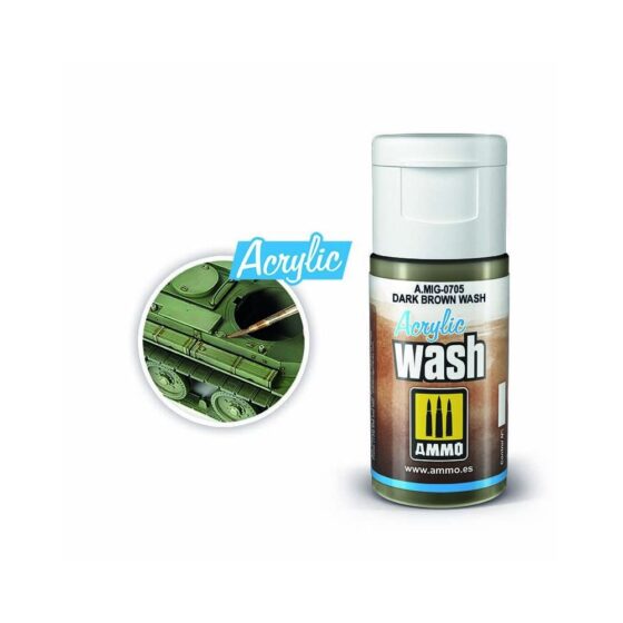 ACRYLIC WASH Dark Brown Wash Ammo A.MIG-0705 ACRYLIC WASH Dark Brown Wash Ammo A.MIG-0705
