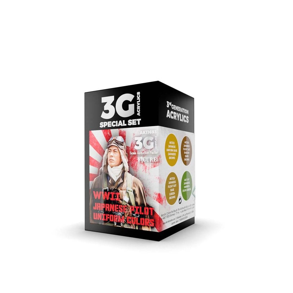 AK Interactive WWII Japan Uniform Colors Air Set 3rd Gen Aircraft Series AK-11693 AK Interactive WWII Japan Uniform Colors Air Set 3rd Gen Aircraft Series AK-11693