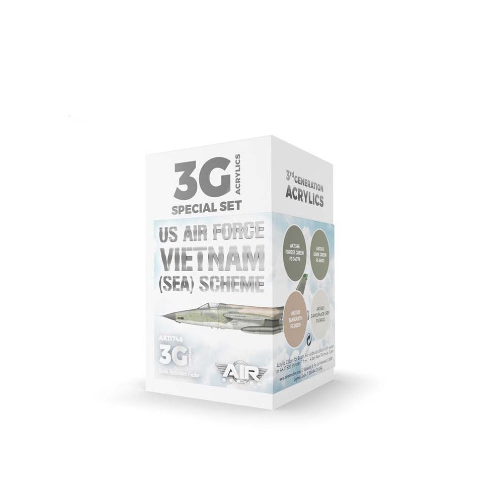 AK Interactive US Air Force South East Asia (SEA) Scheme Set 3rd Gen Aircraft Series AK-11748 AK Interactive US Air Force South East Asia (SEA) Scheme Set 3rd Gen Aircraft Series AK-11748
