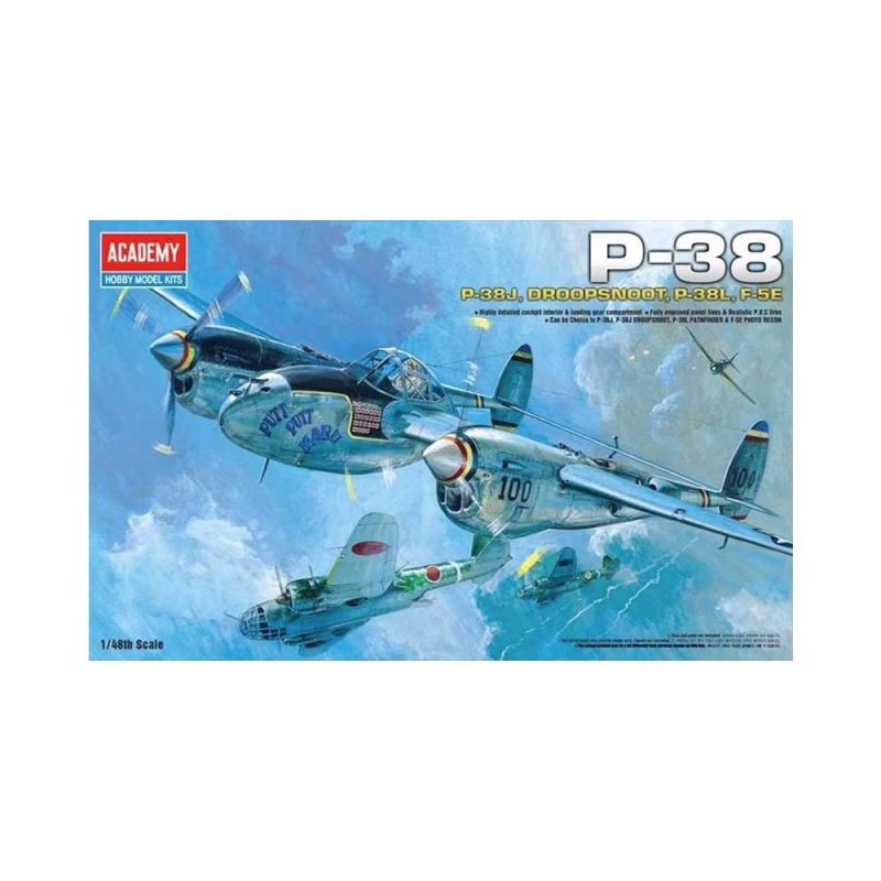 Academy P-38J, Droopsnoot, P-38L, F-5E (1/48) 12282