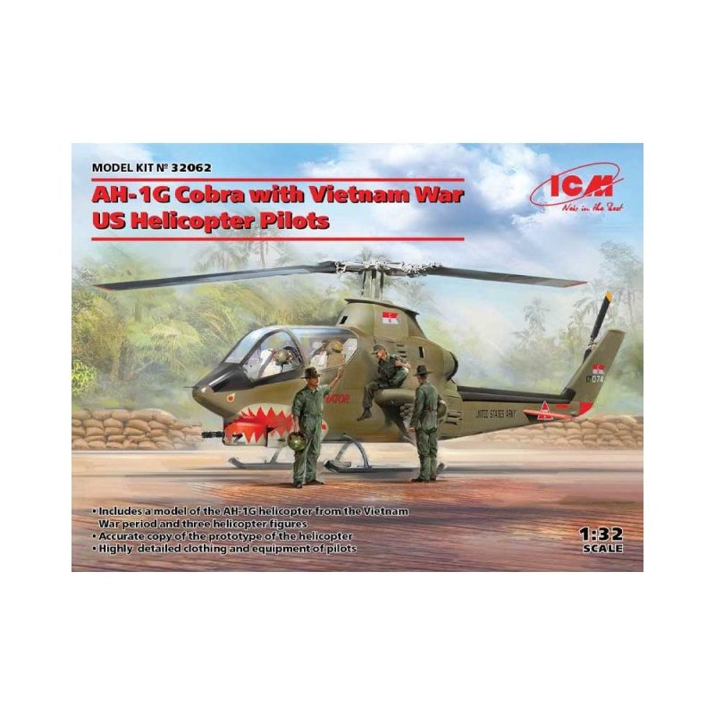 1/32 AH-1G Cobra with Vietnam War US Helicopter Pilot ICM 32062