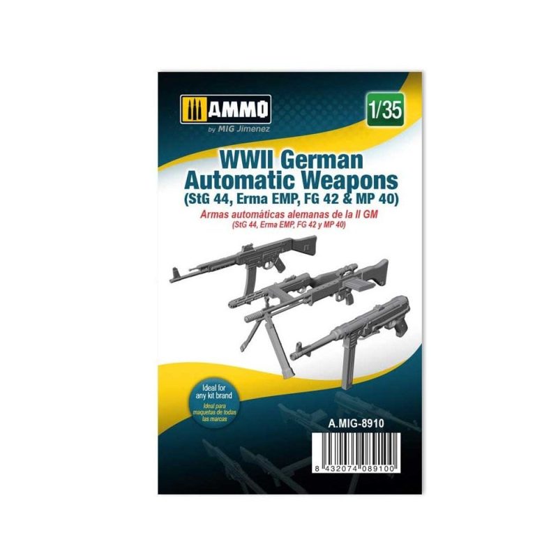 1/35 WWII German Automatic Weapons (Stg 44, Erma Emp, Fg 42 & Mp 40) AMIG8910 Ammo