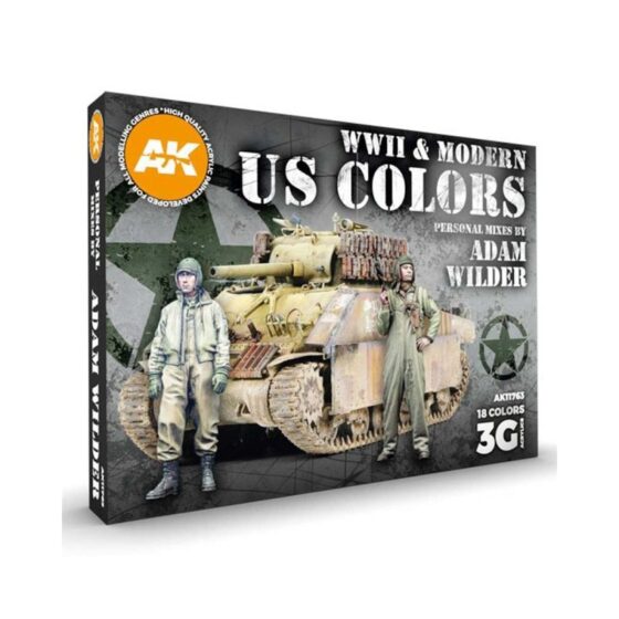 AK Interactive WWII & Modern US Colours Set Adam Wilder 3G Acrylic AK-11763 AK Interactive WWII & Modern US Colours Set Adam Wilder 3G Acrylic AK-11763