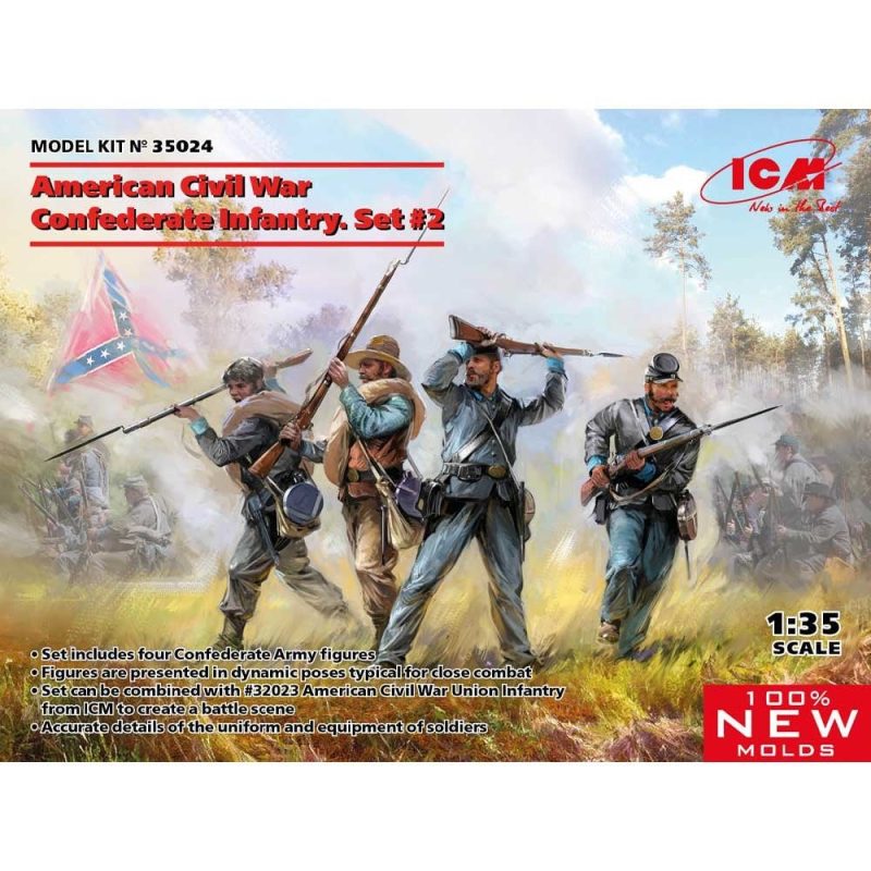 1/35 Confederate Infantry American Civil War . Set #2 ICM 35024