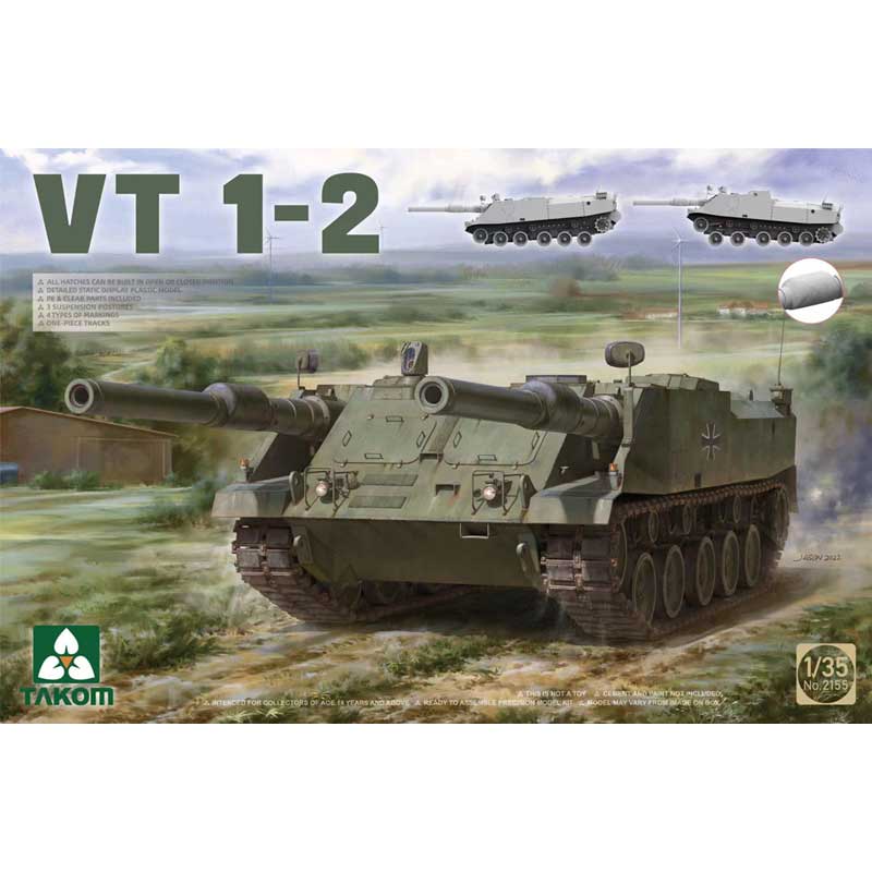1/35 German Versuchstrager Vt 1-2 1970S Prototype Twin-Gun Carrier 02155 Takom