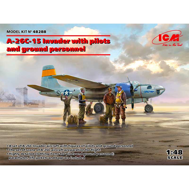 1/48 A-26C-15 Invader w/USAF Pilots and Ground Personnel 48288 ICM