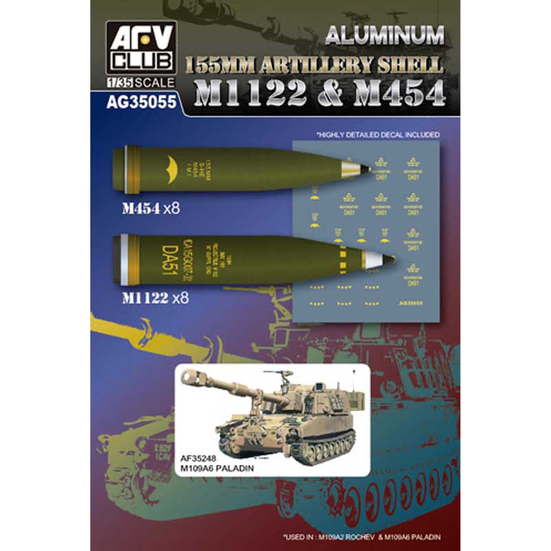 AFV Club US M1122 & M454 155mm Artillery Shells (aluminium) (1/35) AG35055