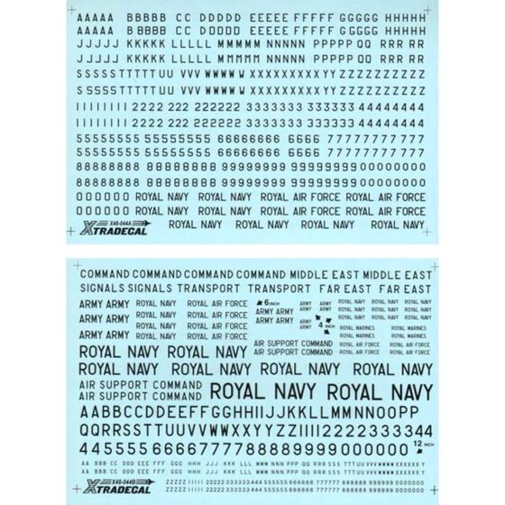 1/48 RAF Black Letters, Numerals X48044 Xtradecal 1/48 RAF Black Letters, Numerals X48044 Xtradecal